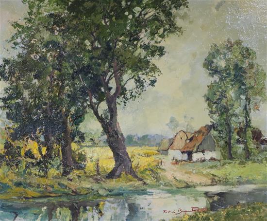 F.P. de Besperantes, oil on canvas, River landscape, signed, 50 x 60cm